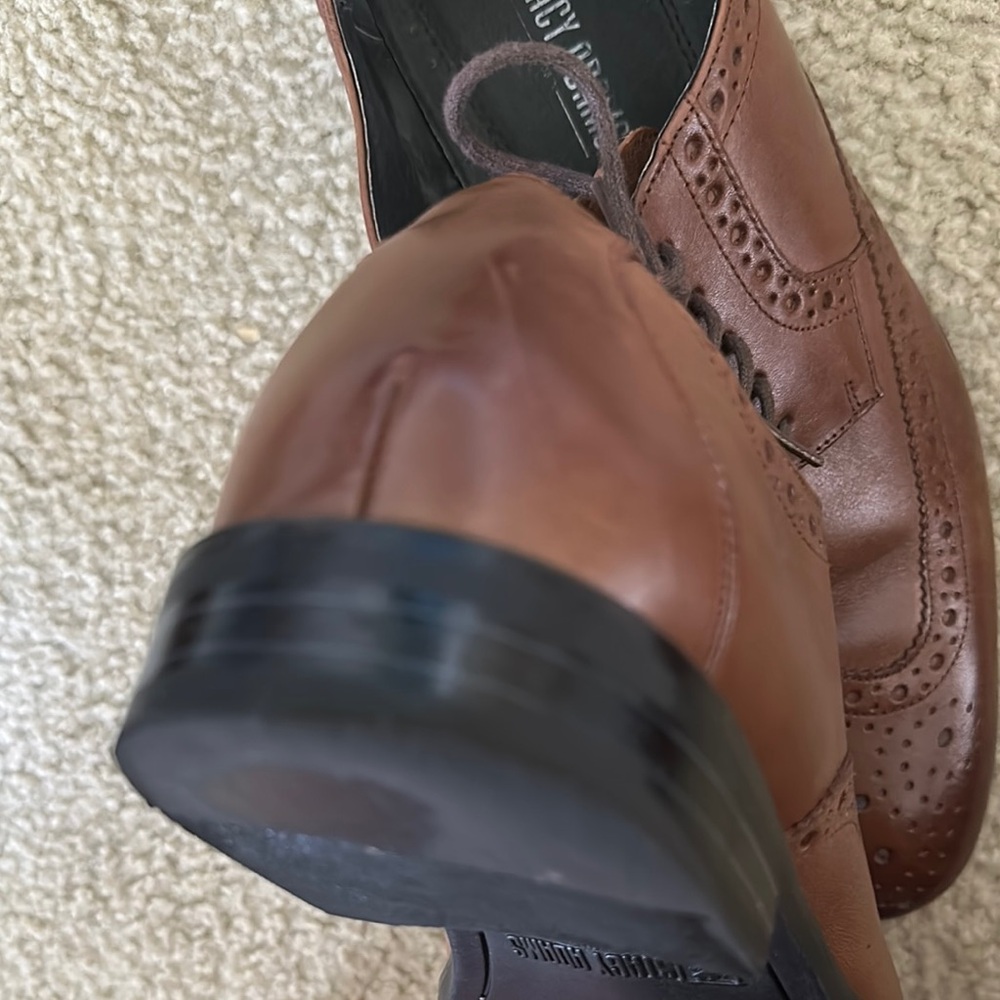 Stacy Adams Shoes Mens 9.5W Cognac Garrison Wingtip Oxfords 24916-221 Brown - Picture 3 of 13